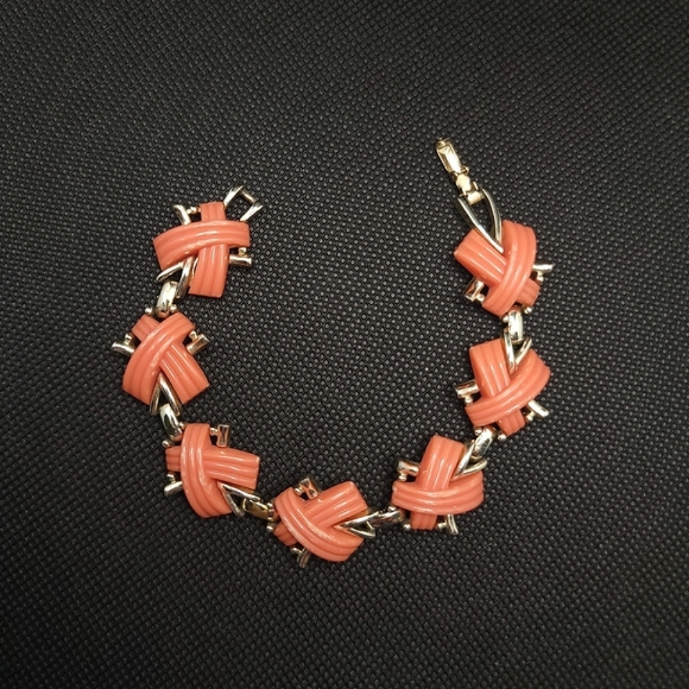 Vintage Marcel Boucher Marboux Braided Coral Pink Bracelet